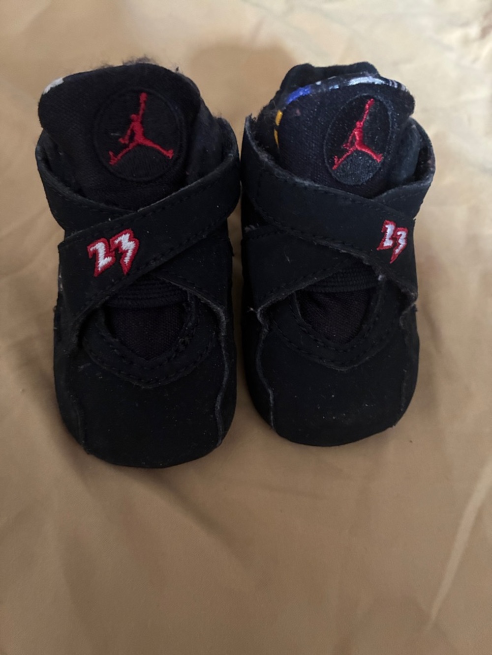 Nike Baby Black and Red Jordan Soft Sole Shoes size 1c baby unisex retro 8